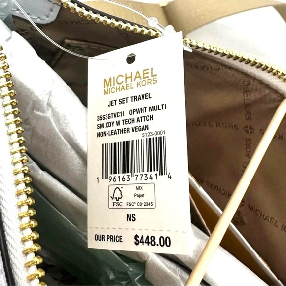 Michael Kors Jet Set Price Medium Crossbody W Tech Accessories Rainbow MK Logo - Picture 12 of 12